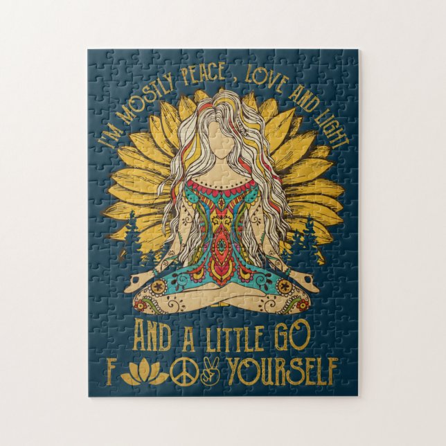 Funny Hippy Peace Love Light 60s Jigsaw Puzzle (Vertical)