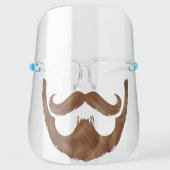 Funny Hipster Beard & Handlebar Mustache Face Shield (Front)