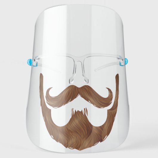 Funny Hipster Beard & Handlebar Mustache Face Shield (Front)