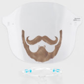 Funny Hipster Beard & Handlebar Mustache Face Shield (Front w/Glasses)