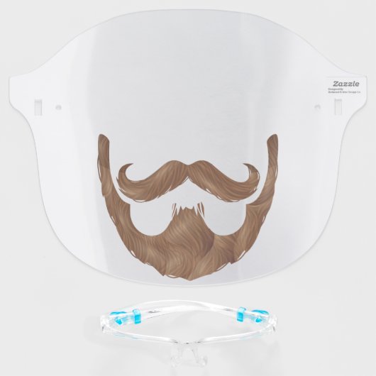 Funny Hipster Beard & Handlebar Mustache Face Shield (Front w/Glasses)