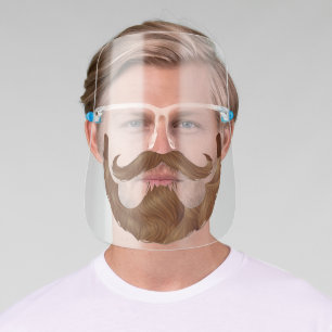 Funny Hipster Beard & Handlebar Mustache Face Shield
