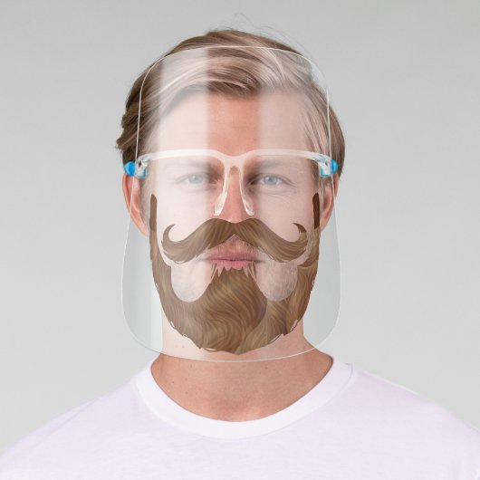 Funny Hipster Beard & Handlebar Mustache Face Shield (Insitu)