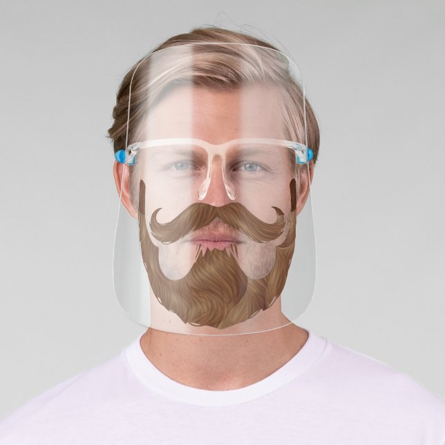 Funny Hipster Beard & Handlebar Mustache Face Shield (Insitu)