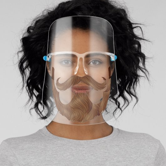 Funny Hipster Beard & Handlebar Mustache Face Shield (Insitu)