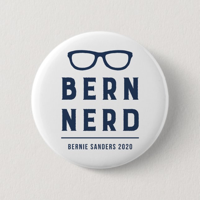 Funny Hipster Bernie Sanders for President 2020 Button (Front)