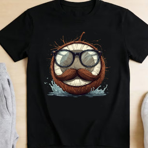 Funny Hipster Coconut with Mustache and Glasses T-Shirt