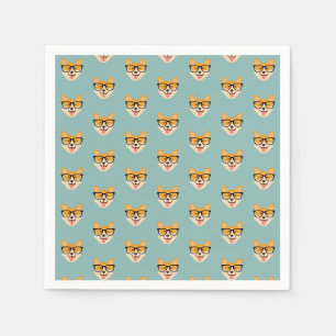 Funny Hipster Corgi Pattern Napkins