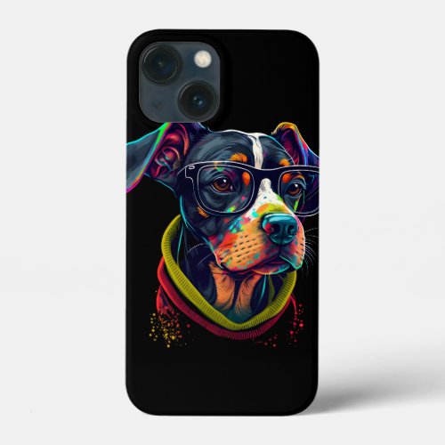 funny_hipster_cute_dog_art_illustration_anthropomo iPhone 13 mini case