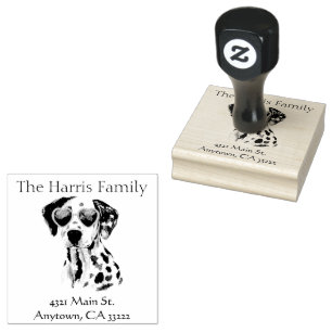 Funny Hipster Dalmation Personalized Rubber Stamp