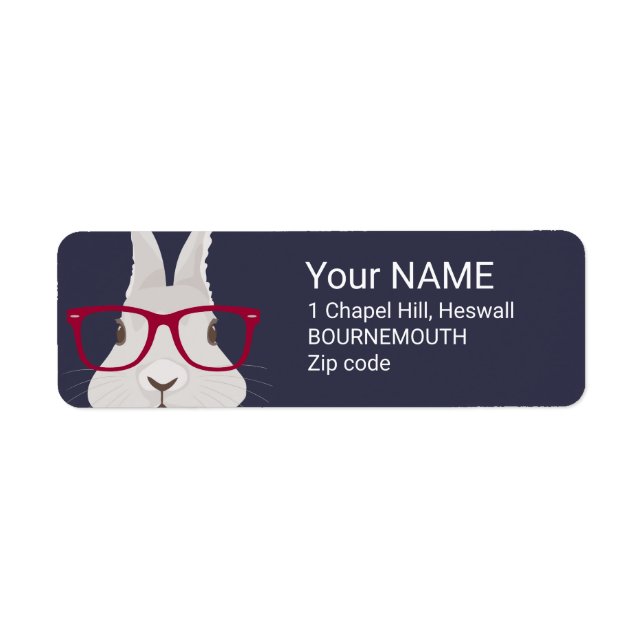 Funny Hipster Easter bunny with red rim glasses Label (Front)