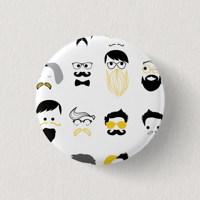 Funny Hipster Faces Pinback Button (Front)