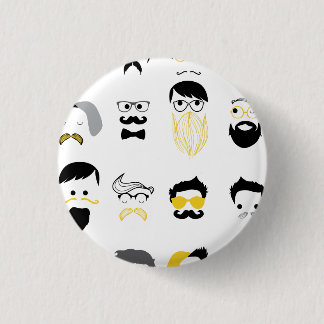 Funny Hipster Faces Pinback Button