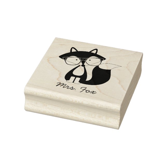 Funny Hipster Fox Rubber Stamp (Stamp)