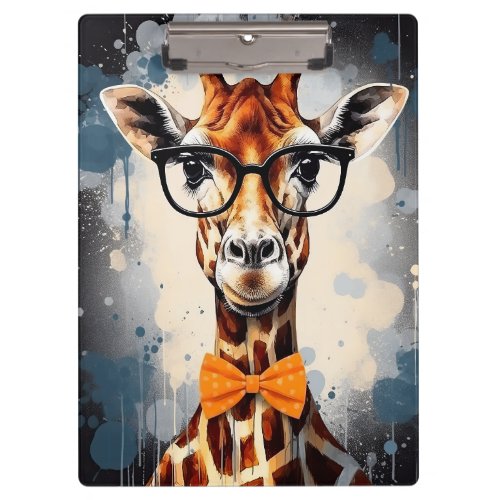 Funny Hipster Giraffe Zoo Animals Wildlife Urban Clipboard