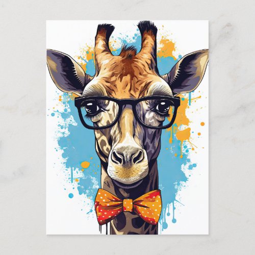 Funny Hipster Giraffe Zoo Animals Wildlife Urban Postcard