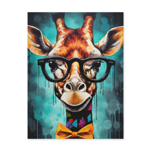 Funny Hipster Giraffe Zoo Animals Wildlife Urban Postcard
