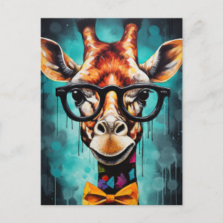Funny Hipster Giraffe Zoo Animals Wildlife Urban Postcard