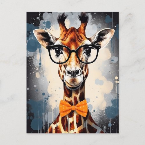 Funny Hipster Giraffe Zoo Animals Wildlife Urban Postcard