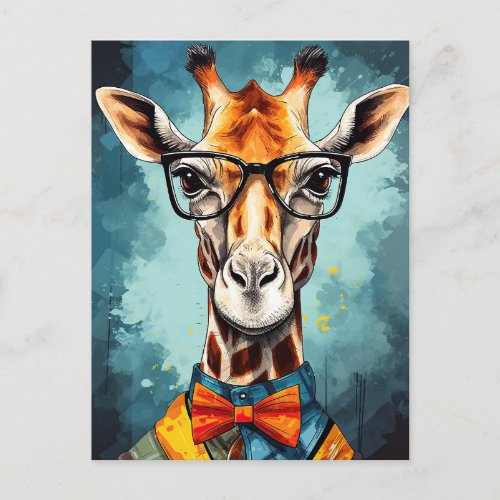 Funny Hipster Giraffe Zoo Animals Wildlife Urban Postcard