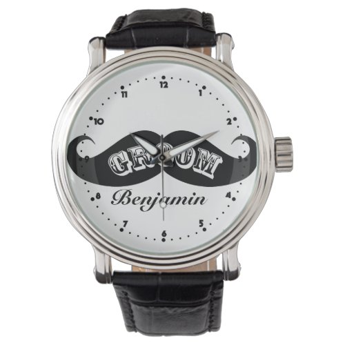 Funny Hipster Groom Mustache Watch