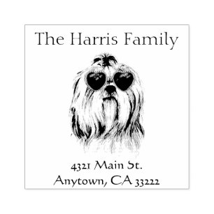 Funny Hipster Lhasa Apso Personalized Rubber Stamp