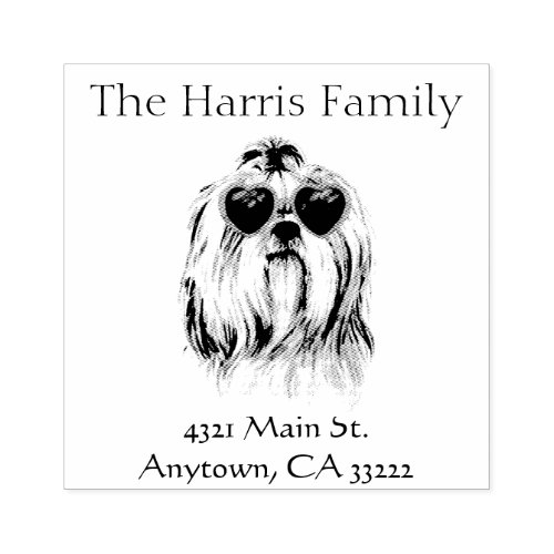 Funny Hipster Lhasa Apso Personalized Rubber Stamp