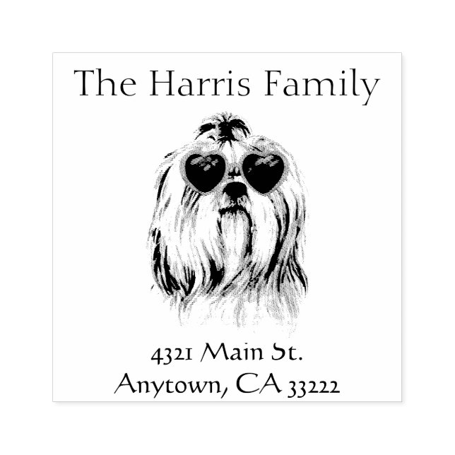 Funny Hipster Lhasa Apso Personalized Rubber Stamp (Imprint)