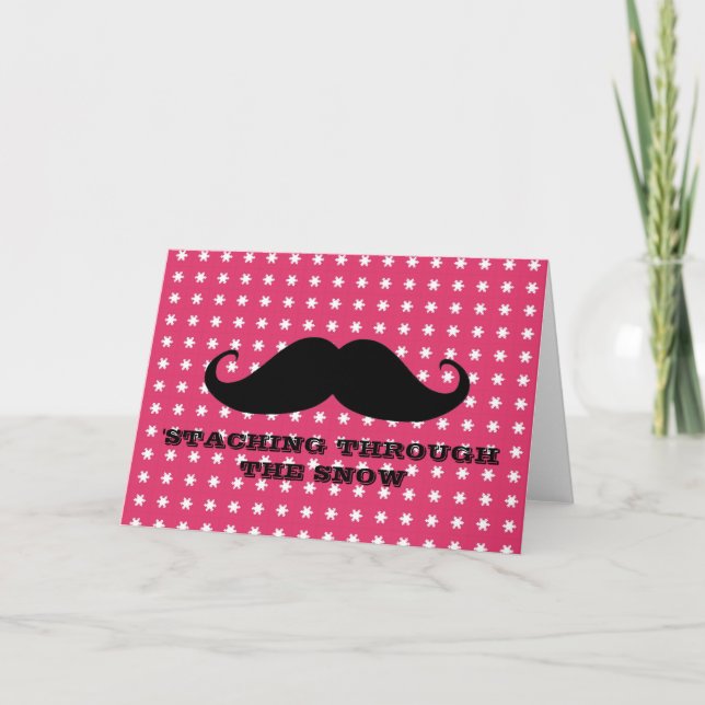 Funny hipster mustache holiday xmas mustaches card (Front)