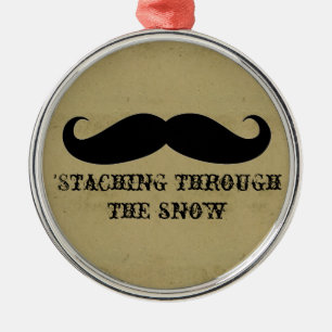Funny hipster mustache holiday xmas mustaches metal ornament