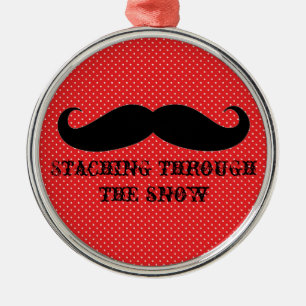 Funny hipster mustache holiday xmas mustaches metal ornament