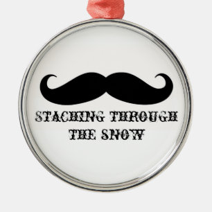 Funny hipster mustache holiday xmas mustaches metal ornament