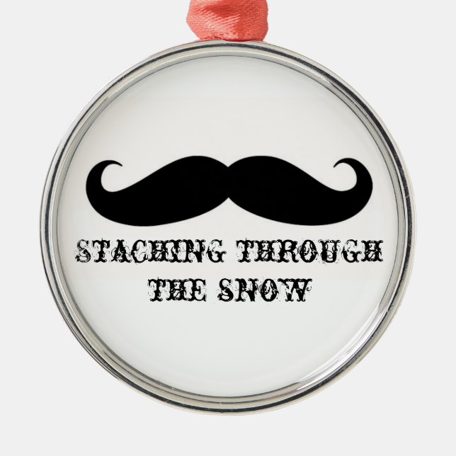 Funny hipster mustache holiday xmas mustaches metal ornament (Front)