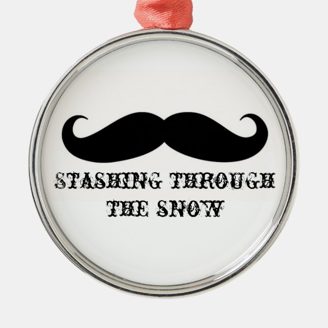Funny hipster mustache holiday xmas mustaches metal ornament (Front)