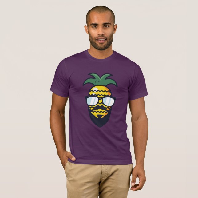 Funny Hipster PINEAPPLE Bearded Shades Rastafarian T-Shirt (Front Full)