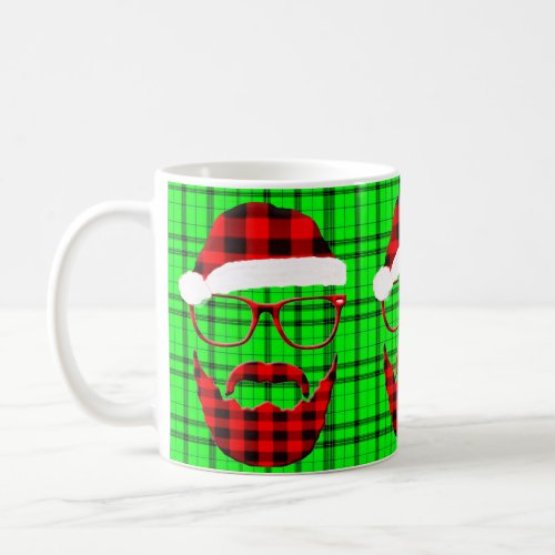 Funny Hipster Red Plaid and Beard Coffee Mug