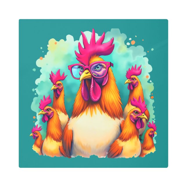 Funny Hipster Rooster Retro Pop Art Illustration (Front)