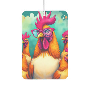 Funny Hipster Rooster Retro Pop Art Illustration Air Freshener