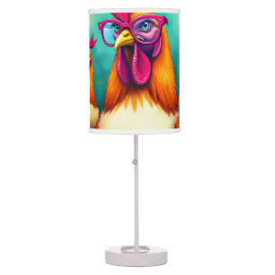 Funny Hipster Rooster Retro Pop Art Illustration Table Lamp