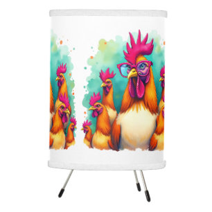 Funny Hipster Rooster Retro Pop Art Illustration Tripod Lamp