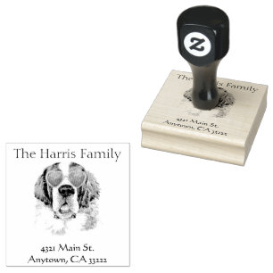 Funny Hipster Saint Bernard Personalized Rubber Stamp