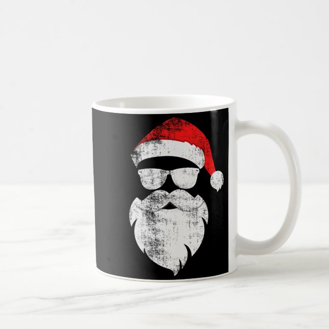 Funny Hipster Santa Face With Hat Beard &amp; Gles Coffee Mug (Right)