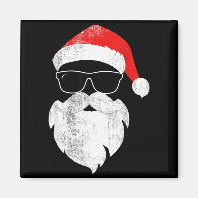 Funny Hipster Santa Face With Hat Beard &amp; Gles Magnet (Front)