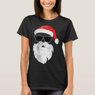 Funny Hipster Santa Face With Hat Beard & Gles T-Shirt