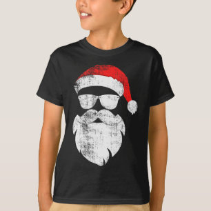 Funny Hipster Santa Face With Hat Beard & Gles T-Shirt