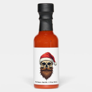 Funny Hipster Santa Skull Face With Hat Beard Chri Hot Sauces