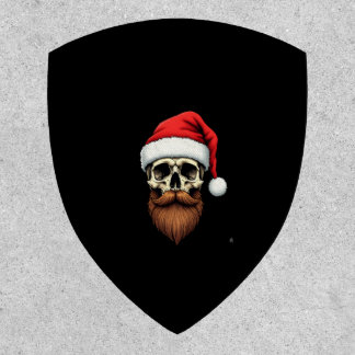 Funny Hipster Santa Skull Face With Hat Beard Chri Patch