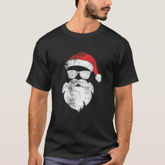 Funny Hipster Santa With Hat Beard And Glasses Chr T-Shirt