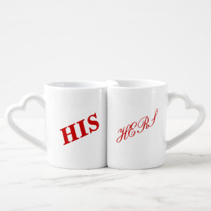 Funny his and hers text coffee mug set