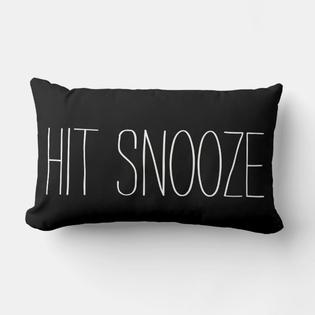 Funny Hit Snooze black white modern trendy humor Lumbar Pillow (Front)